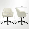 Bureaustoel met stoffen bekleding in fluweeloptiek, make up stoel met gebogen rugleuning, voor slaapkamer, woonkamer, beige 4