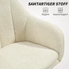 Bureaustoel met stoffen bekleding in fluweeloptiek, make up stoel met gebogen rugleuning, voor slaapkamer, woonkamer, beige 5