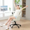 Bureaustoel met stoffen bekleding in fluweeloptiek, make up stoel met gebogen rugleuning, voor slaapkamer, woonkamer, beige 9
