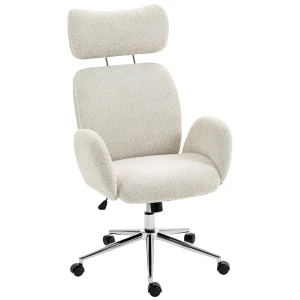 Bureaustoel met verstelbare hoofdsteun, ergonomische bureaustoel, kantelfunctie, in hoogte verstelbaar, grijs wit 1