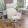 Bureaustoel met verstelbare hoofdsteun, ergonomische bureaustoel, kantelfunctie, in hoogte verstelbaar, grijs wit 2