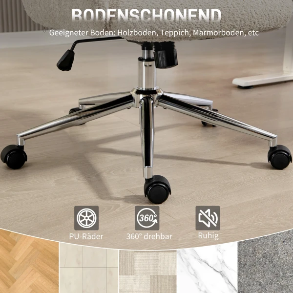Bureaustoel met verstelbare hoofdsteun, ergonomische bureaustoel, kantelfunctie, in hoogte verstelbaar, grijs wit 9