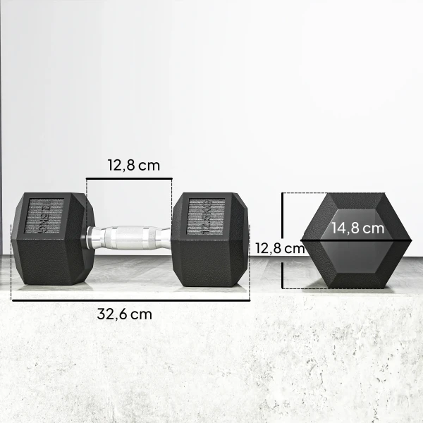 Dumbbells met gekartelde handgreep, korte halter van gietijzer, 2 x 12,5 kg voor thuis, sportschool, krachttraining 4