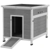 Eendenhok, eendenhuis met zijdeur, ventilatiegaten, pluimveestal kippenhuis gemaakt van sparrenhout, ganzenstal, kippenhok met waterdicht asfaltdak, 63 x 82 x 76 cm, lichtgrijs 1