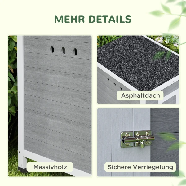 Eendenhok, eendenhuis met zijdeur, ventilatiegaten, pluimveestal kippenhuis gemaakt van sparrenhout, ganzenstal, kippenhok met waterdicht asfaltdak, 63 x 82 x 76 cm, lichtgrijs 9