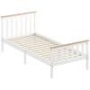 Eenpersoonsbedframe, houten bedframe, onderste opbergruimte, natuurhout, wit 1