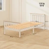 Eenpersoonsbedframe, houten bedframe, onderste opbergruimte, natuurhout, wit 4