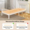 Eenpersoonsbedframe, houten bedframe, onderste opbergruimte, natuurhout, wit 8