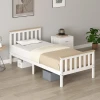 Eenpersoonsbedframe, houten bedframe, onderste opbergruimte, natuurhout, wit 9