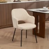 Eetkamerstoel, corduroy bekleding, schaalvorm, metalen poten, voetkussens, beige 2