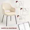 Eetkamerstoel, corduroy bekleding, schaalvorm, metalen poten, voetkussens, beige 8