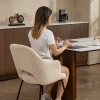 Eetkamerstoel, corduroy bekleding, schaalvorm, metalen poten, voetkussens, beige 9