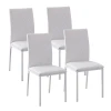 Eetkamerstoelen in set van 4, keukenstoel met rugleuning, kunstleer, woonkamerstoel met voetkussen, stoelen, gestoffeerde stoel met metalen poten voor eettafel, wit 1