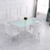 Eetkamerstoelen in set van 4, keukenstoel met rugleuning, kunstleer, woonkamerstoel met voetkussen, stoelen, gestoffeerde stoel met metalen poten voor eettafel, wit 10