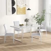 Eetkamerstoelen in set van 4, keukenstoel met rugleuning, kunstleer, woonkamerstoel met voetkussen, stoelen, gestoffeerde stoel met metalen poten voor eettafel, wit 2