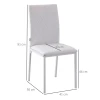 Eetkamerstoelen in set van 4, keukenstoel met rugleuning, kunstleer, woonkamerstoel met voetkussen, stoelen, gestoffeerde stoel met metalen poten voor eettafel, wit 4