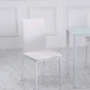 Eetkamerstoelen in set van 4, keukenstoel met rugleuning, kunstleer, woonkamerstoel met voetkussen, stoelen, gestoffeerde stoel met metalen poten voor eettafel, wit 8