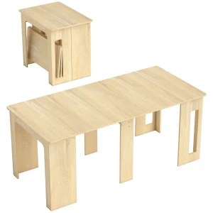 Eettafel, klaptafel, uitschuifbare keukentafel, eetkamertafel, spaanplaat, 60 180 x 85 x 75 cm, natuur 1