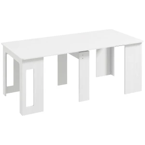 Eettafel, klaptafel, uitschuifbare keukentafel, eetkamertafel, spaanplaat, 60 180 x 85 x 75 cm, wit 1