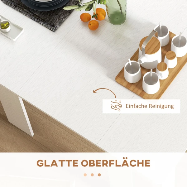 Eettafel, klaptafel, uitschuifbare keukentafel, eetkamertafel, spaanplaat, 60 180 x 85 x 75 cm, wit 7