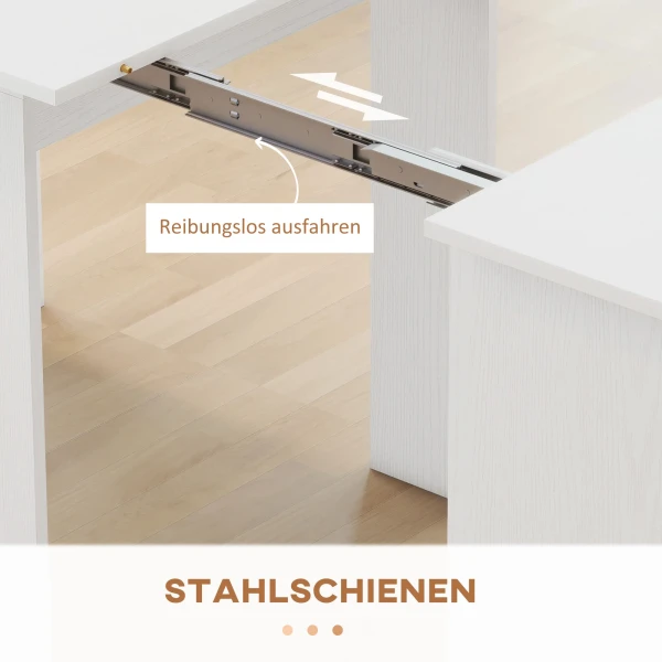 Eettafel, klaptafel, uitschuifbare keukentafel, eetkamertafel, spaanplaat, 60 180 x 85 x 75 cm, wit 8