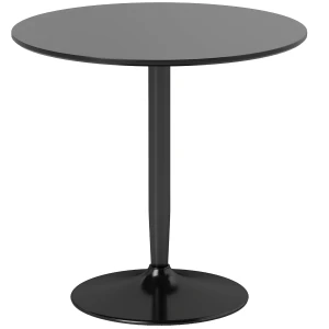 Eettafel voor 2 personen, ronde tafelblad Ø80 cm, mdf en staal, antislip, zwart, 75h cm 1