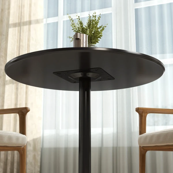 Eettafel voor 2 personen, ronde tafelblad Ø80 cm, mdf en staal, antislip, zwart, 75h cm 9