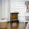 Elektrische haard, 2000 w, vrijstaande haard met verwarmingled 3d vlam effect, 4 helderheidsniveaus, elektrische haard met thermostaat, oververhittingsbeveiliging, zwart 2