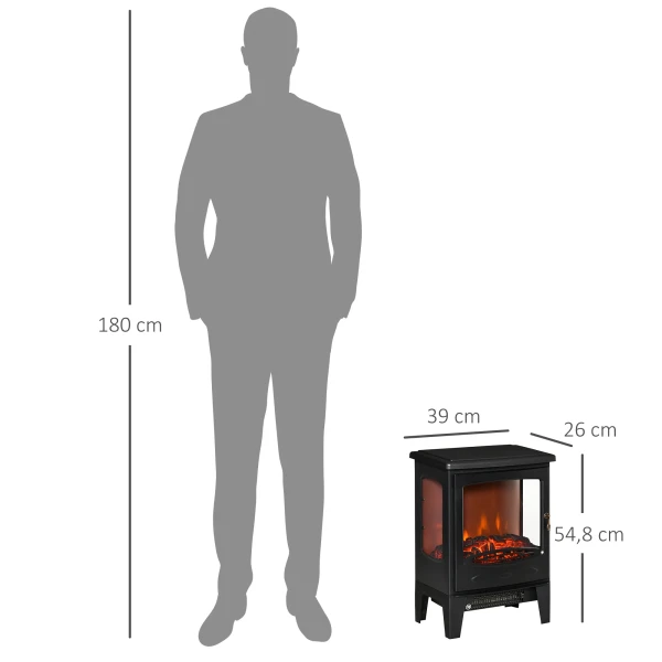 Elektrische haard met verwarming, 1800 w elektrische haard met led vlam effect 4