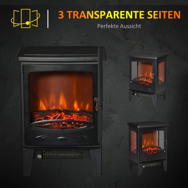 Elektrische haard met verwarming, 1800 w elektrische haard met led vlam effect 5