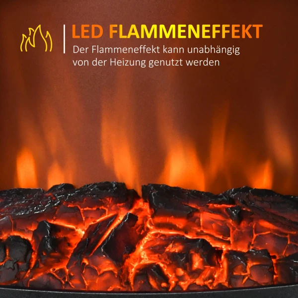 Elektrische haard met verwarming, 1800 w elektrische haard met led vlam effect 6