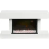 Elektrische haard, wandhaard met verwarming 2000 w, led 3d vlam effect, kristallen, in 11 kleuren met 3 helderheidsniveaus, elektrische haard met afstandsbediening, timer, wandmontage, wit 1