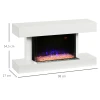 Elektrische haard, wandhaard met verwarming 2000 w, led 3d vlam effect, kristallen, in 11 kleuren met 3 helderheidsniveaus, elektrische haard met afstandsbediening, timer, wandmontage, wit 4