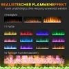 Elektrische haard, wandhaard met verwarming 2000 w, led 3d vlam effect, kristallen, in 11 kleuren met 3 helderheidsniveaus, elektrische haard met afstandsbediening, timer, wandmontage, wit 5
