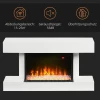 Elektrische haard, wandhaard met verwarming 2000 w, led 3d vlam effect, kristallen, in 11 kleuren met 3 helderheidsniveaus, elektrische haard met afstandsbediening, timer, wandmontage, wit 8