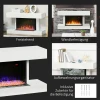 Elektrische haard, wandhaard met verwarming 2000 w, led 3d vlam effect, kristallen, in 11 kleuren met 3 helderheidsniveaus, elektrische haard met afstandsbediening, timer, wandmontage, wit 9