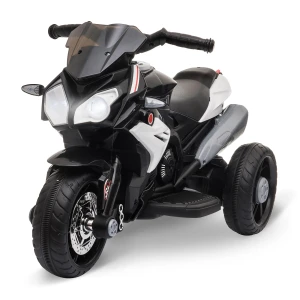 Elektrische kinder motorfiets, lichtjes & geluiden, 3 km/u, oplaadbaar, kunststof & metaal, zwart/wit 1