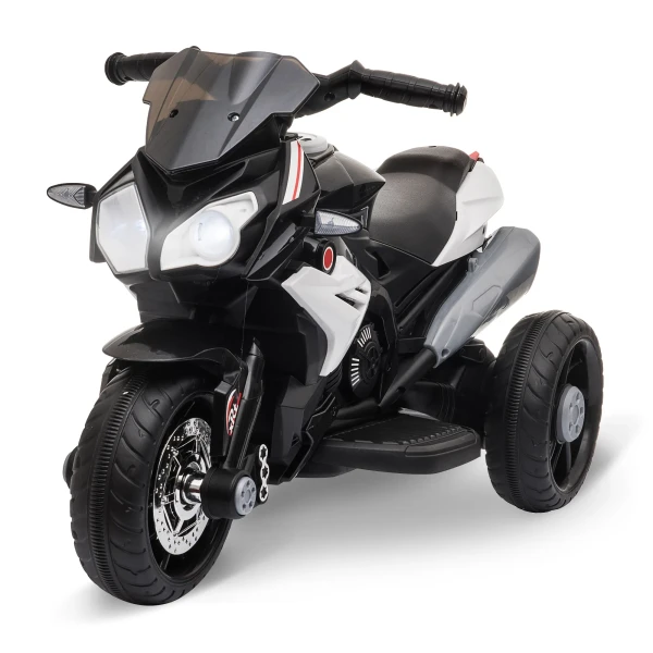 Elektrische kinder motorfiets, lichtjes & geluiden, 3 km/u, oplaadbaar, kunststof & metaal, zwart/wit 1
