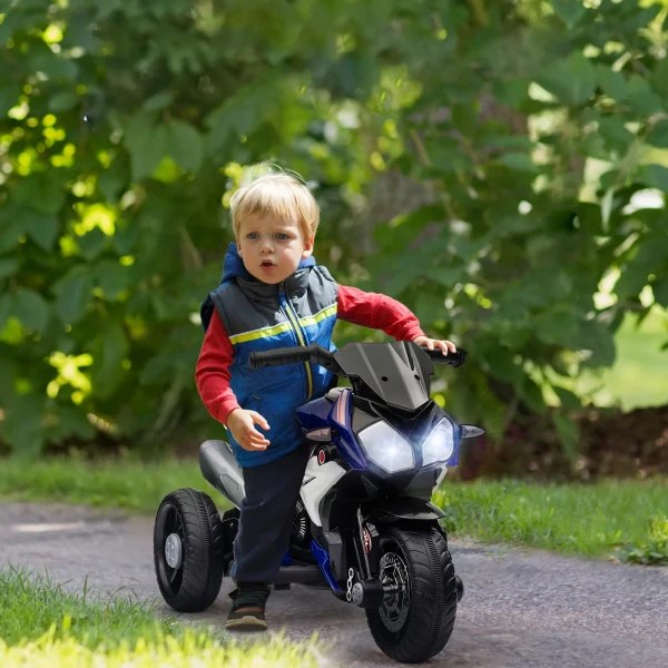 Elektrische kindermotor, lichtjes & geluiden, 3 km/u, oplaadbaar, kunststof & metaal, blauw/wit 2