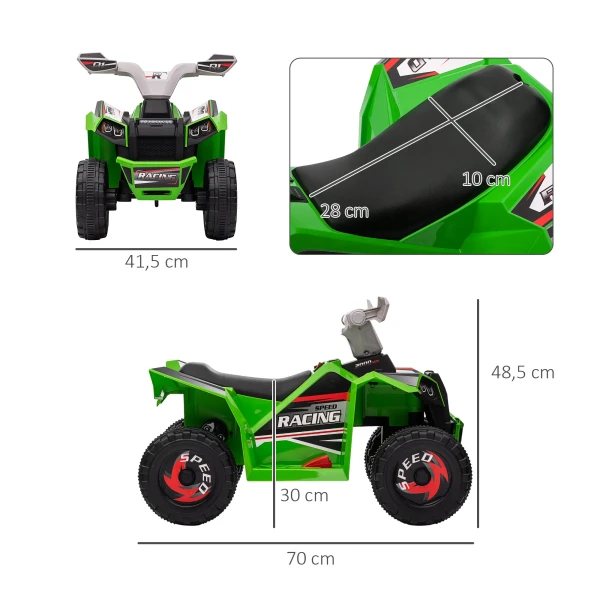 Elektrische kinderquad, 2,5 km/u, vooruit & achteruitgang, voor 18 36 maanden, groen 4