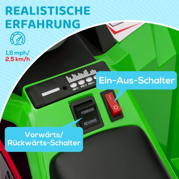 Elektrische kinderquad, 2,5 km/u, vooruit & achteruitgang, voor 18 36 maanden, groen 6
