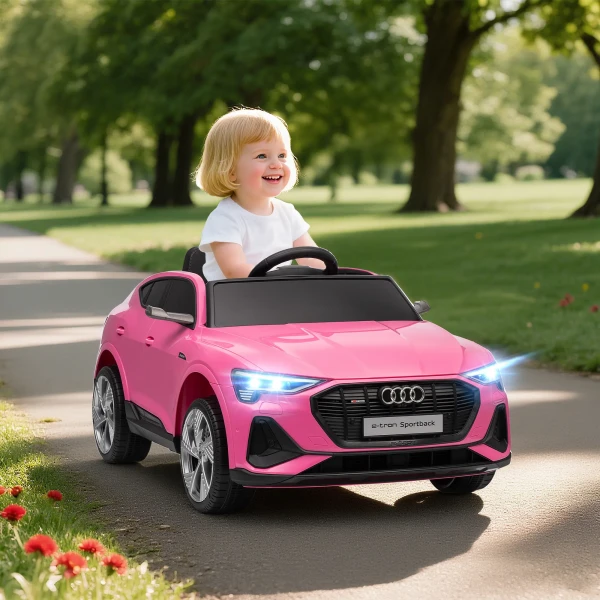 Elektrische kinderwagen 12v elektrisch voertuig audi e tron elektrische auto met afstandsbediening, veiligheidsgordel, voor 3 5 jaar 2