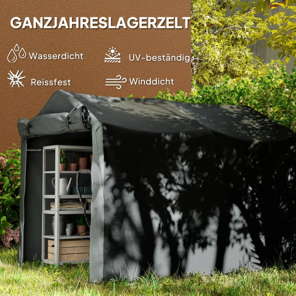 Garage tent, waterdicht garage tent met deur, uv bestendig 220 x 157 x 165 cm zwart 5