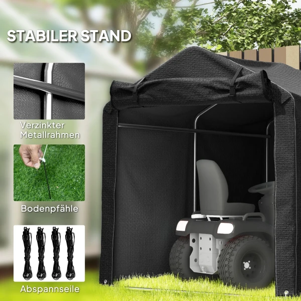 Garage tent, waterdicht garage tent met deur, uv bestendig 220 x 157 x 165 cm zwart 6