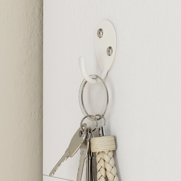 Garderobe met plank, bank, haken, schoenenvakken, spaanplaat, mdf, wit 10