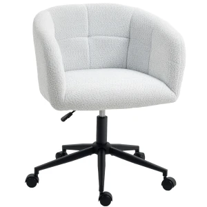 Gestoffeerde bureaustoel met pluche bekleding, kuipontwerp, rolbare bureaustoel, stalen basis, crème+zwart 1