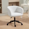 Gestoffeerde bureaustoel met pluche bekleding, kuipontwerp, rolbare bureaustoel, stalen basis, crème+zwart 2