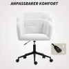 Gestoffeerde bureaustoel met pluche bekleding, kuipontwerp, rolbare bureaustoel, stalen basis, crème+zwart 8