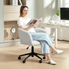 Gestoffeerde bureaustoel met pluche bekleding, kuipontwerp, rolbare bureaustoel, stalen basis, crème+zwart 9