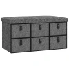 Gestoffeerde schoenenbank, 6 schoenenvakken, mdf frame, linnenlook, grijs 1